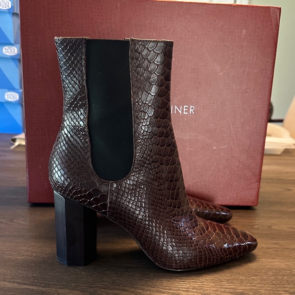Donald J. Pliner Textured Brown Ankle Boots